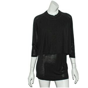 HENRIK VIBSKOV Women's Double layer Blouse Top Black Half Sleeve L